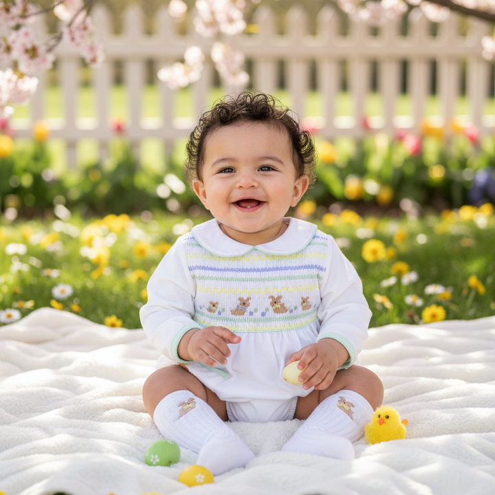 Ocean Baby 'My Little Marshmallow Pie' Bunny Bubble Smocked Suit Set (NB-3Yrs)