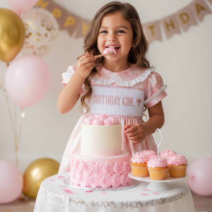 Ocean Baby Birthday Girl Smocked Petticoat Layered Marble Dress - (9M-7Yrs)