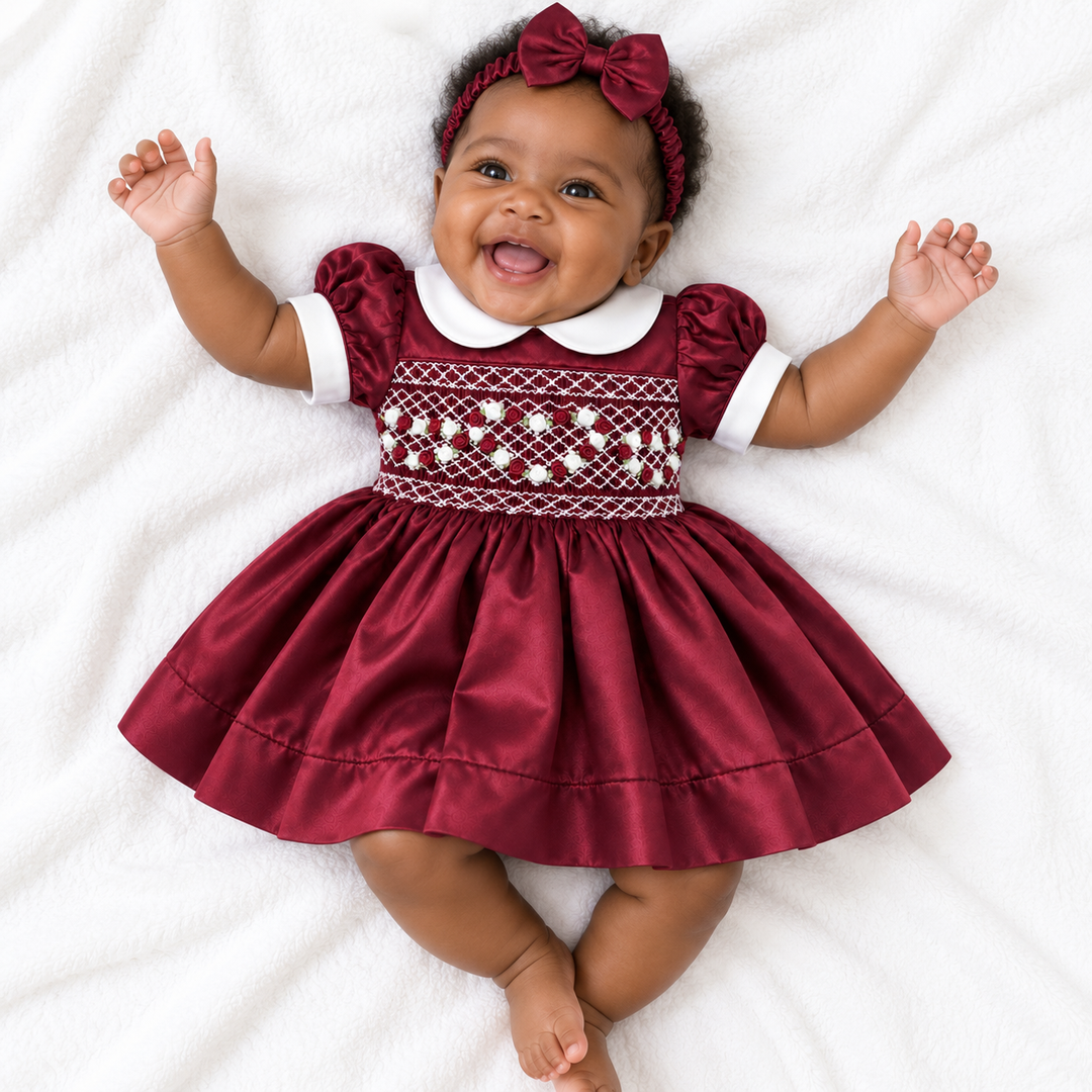 Ocean Baby Girls 'Morello Cherry' Smocked Petticoat Layered Dress - (NB-10Yrs)