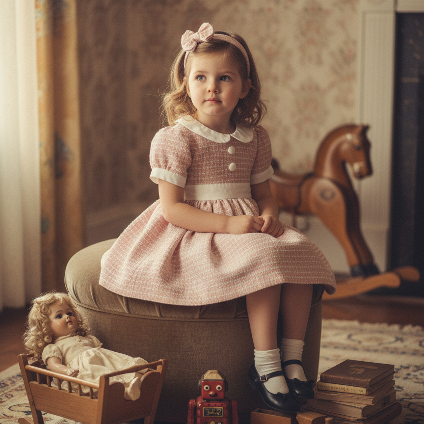 Ocean Baby Girls Old Fashioned Pink Tweed Petticoat Layered Dress (12M-10Yrs)