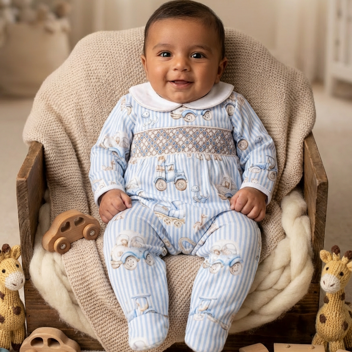 Ocean Baby Boy Smocked Old Fashioned Baby Toy Sleepsuit (NB-18M)