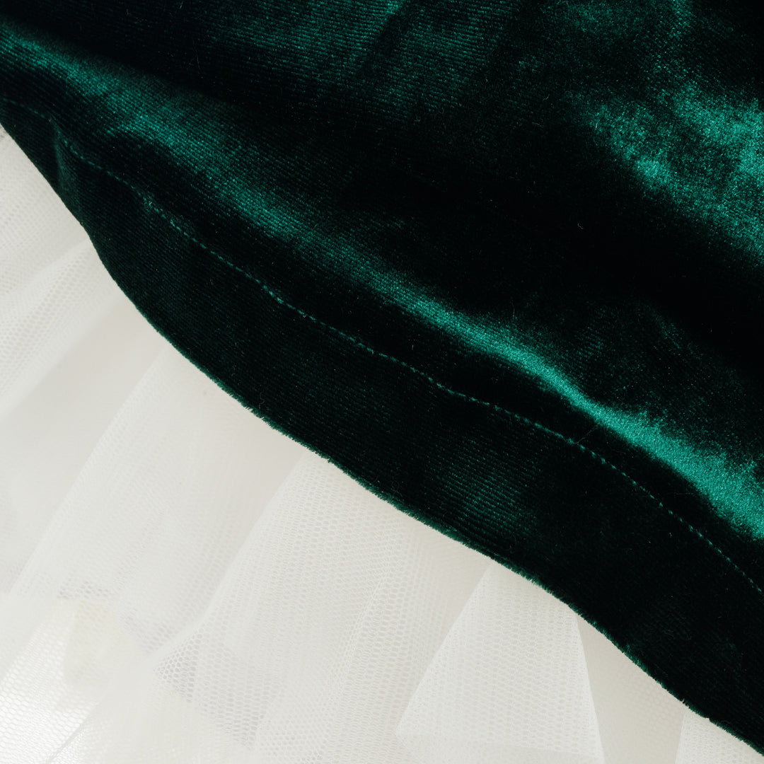 Ocean Baby Girls Emerald Velvet Smocked Petticoat Layered Dress (NB-10Yrs)