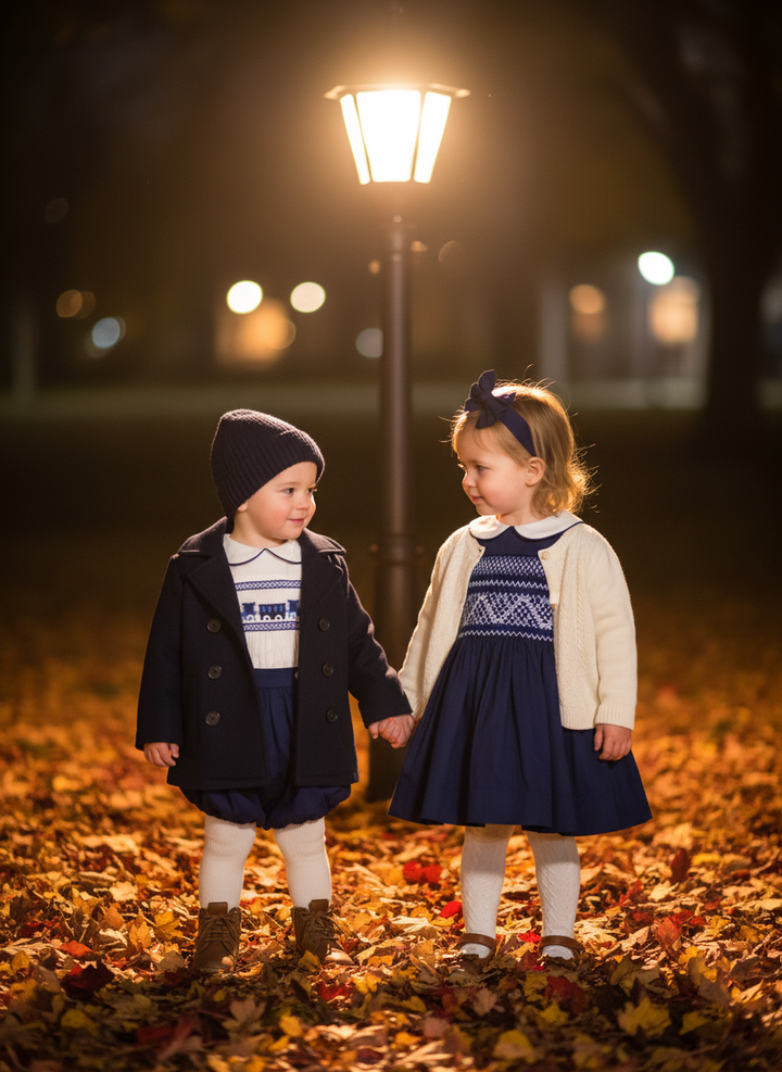 Ocean Baby Girls Midnight Navy Sateen Smocked Petticoat Layered Dress (3M-10Yrs)