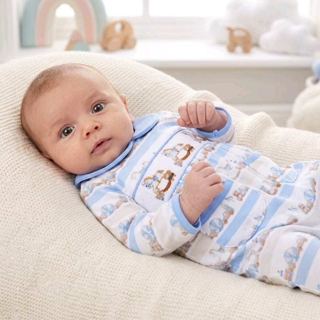 Ocean Baby Boys Smocked Toy Rocking Horse Sleepsuit & Bib Set (NB-12M)