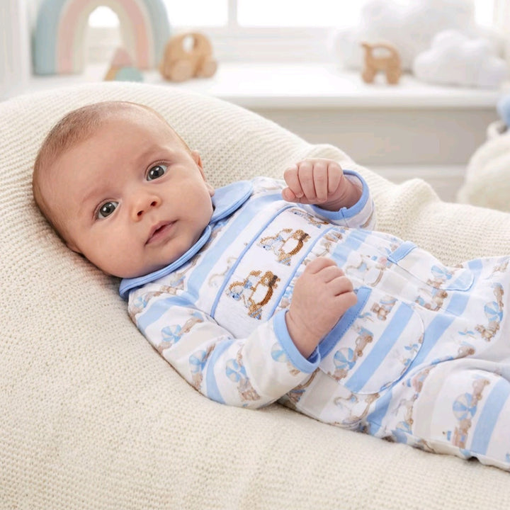 Ocean Baby Boys Smocked Toy Rocking Horse Sleepsuit & Bib Set (NB-12M)