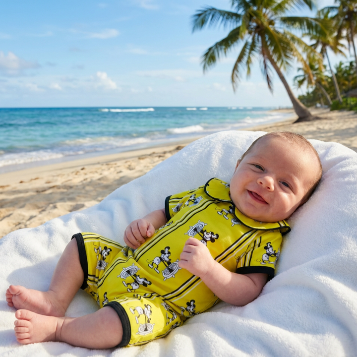 Ocean Baby Boys SteamBoat Mickey Neon Yellow Swimsuit with Poppers (3M-4YRS)