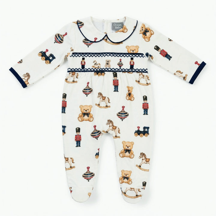 luxury baby boys smocked sleepsuit 