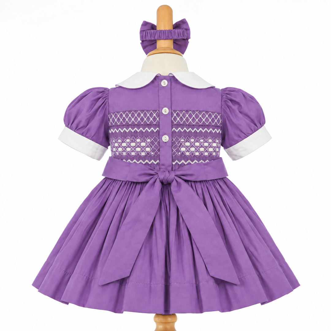 Ocean Baby Girls 'Winter Lavender' Sateen Smocked Petticoat Layered Dress - (NB-10Yrs)