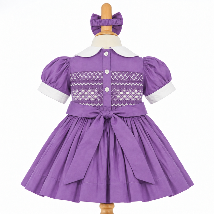 Ocean Baby Girls 'Winter Lavender' Sateen Smocked Petticoat Layered Dress - (NB-10Yrs)