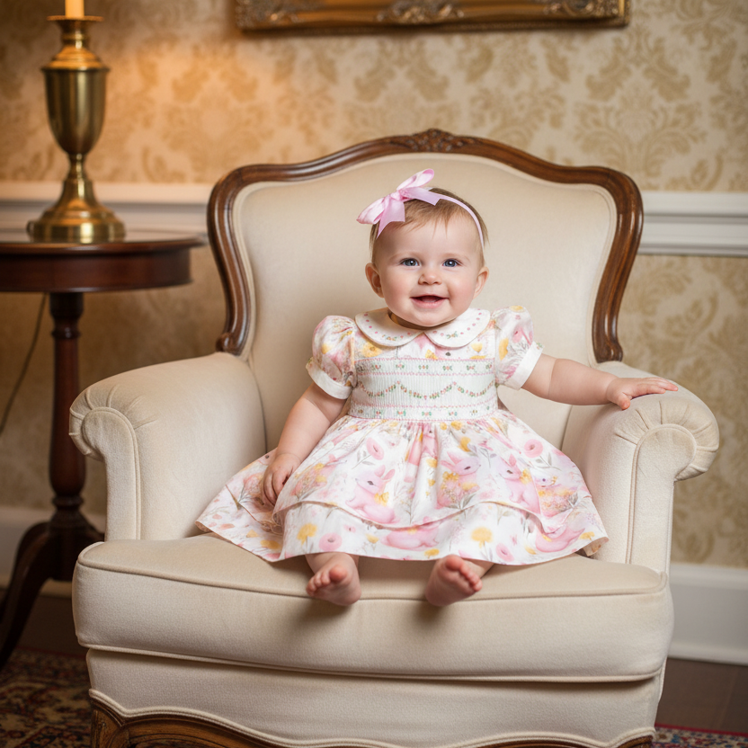 little girls spring baby dress handmade luxury smocked dress