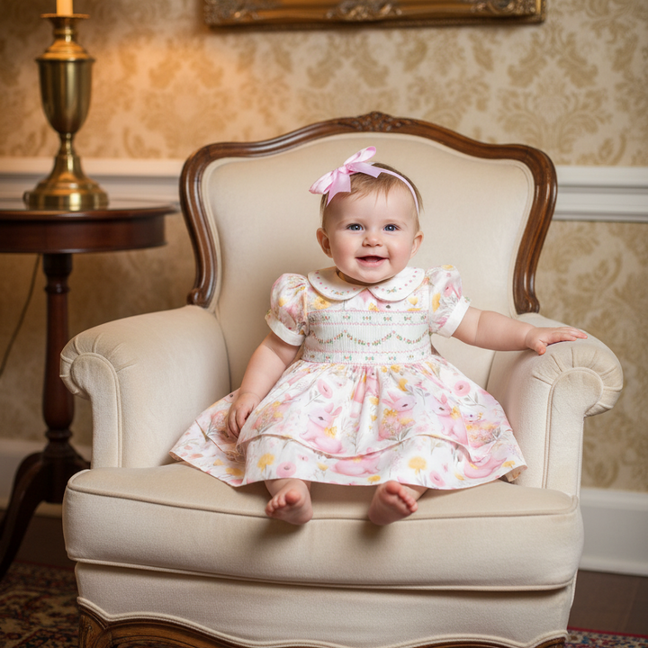 little girls spring baby dress handmade luxury smocked dress