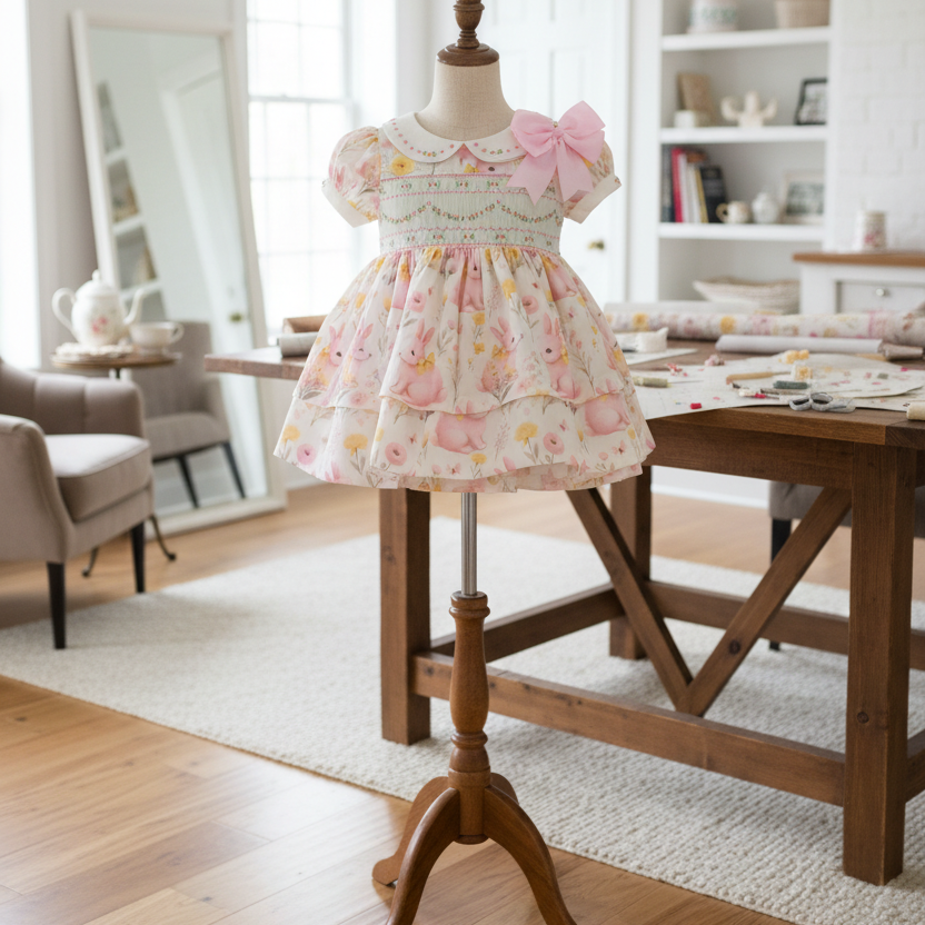 floral girls smocked party dress capped sleeves newborn to 6 years