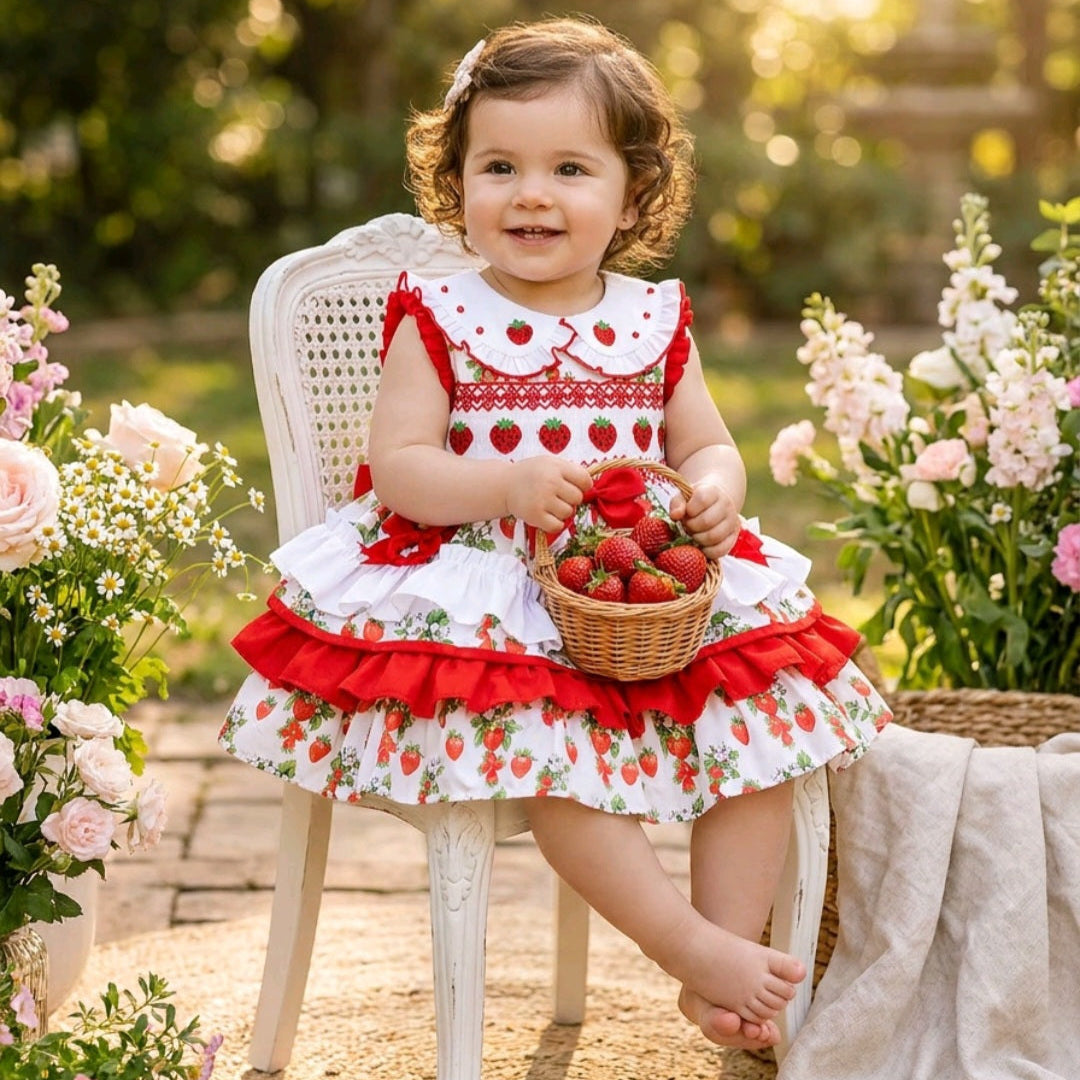 summer strawberry smocked dress