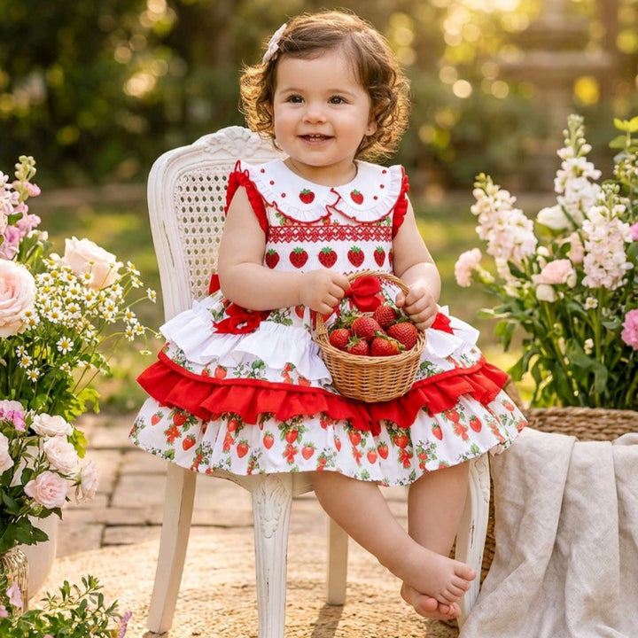 summer strawberry smocked dress