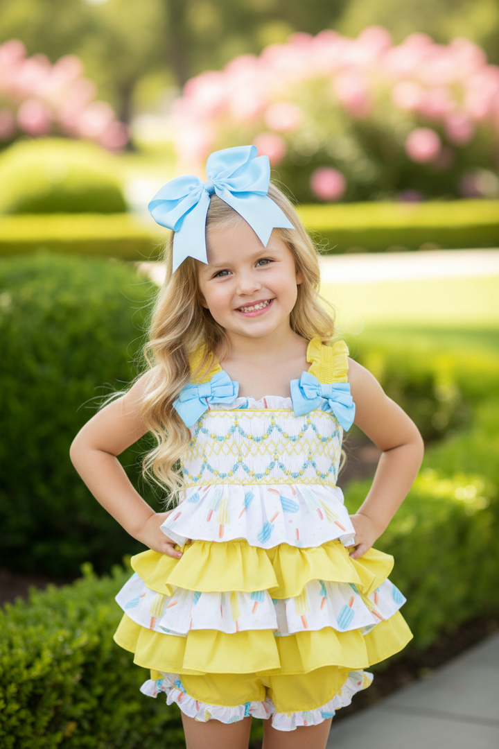 Ocean Baby Girls Ice-Lolly Ruffle Smocked Shorts Set (6M-10Y)