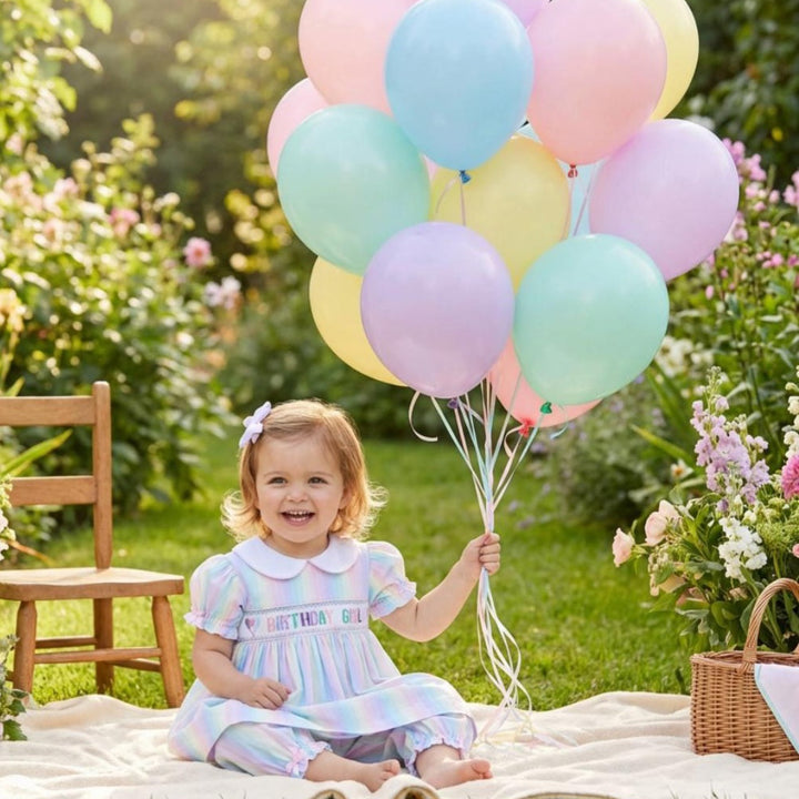 Smocked Birthday Girl's Cotton Pj's (9M-8Yrs)
