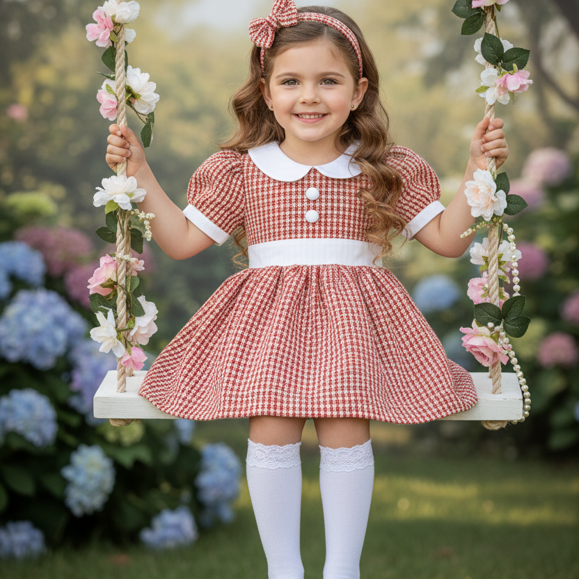 Ocean Baby Girls Classic Red Tweed Petticoat Layered Dress (12M-12Yrs)