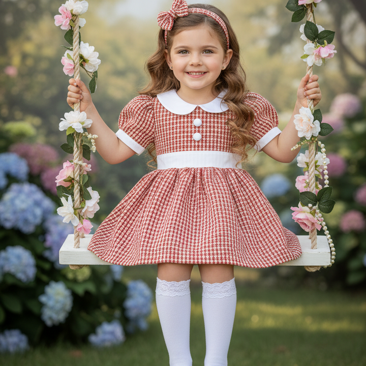 Ocean Baby Girls Classic Red Tweed Petticoat Layered Dress (12M-12Yrs)