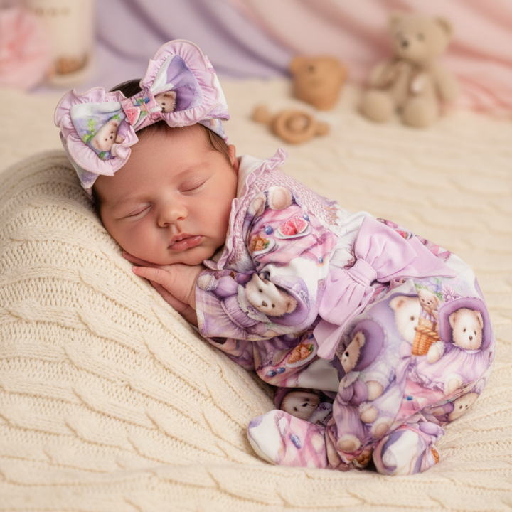 baby girl pastel all in one babygrow sleepsuit