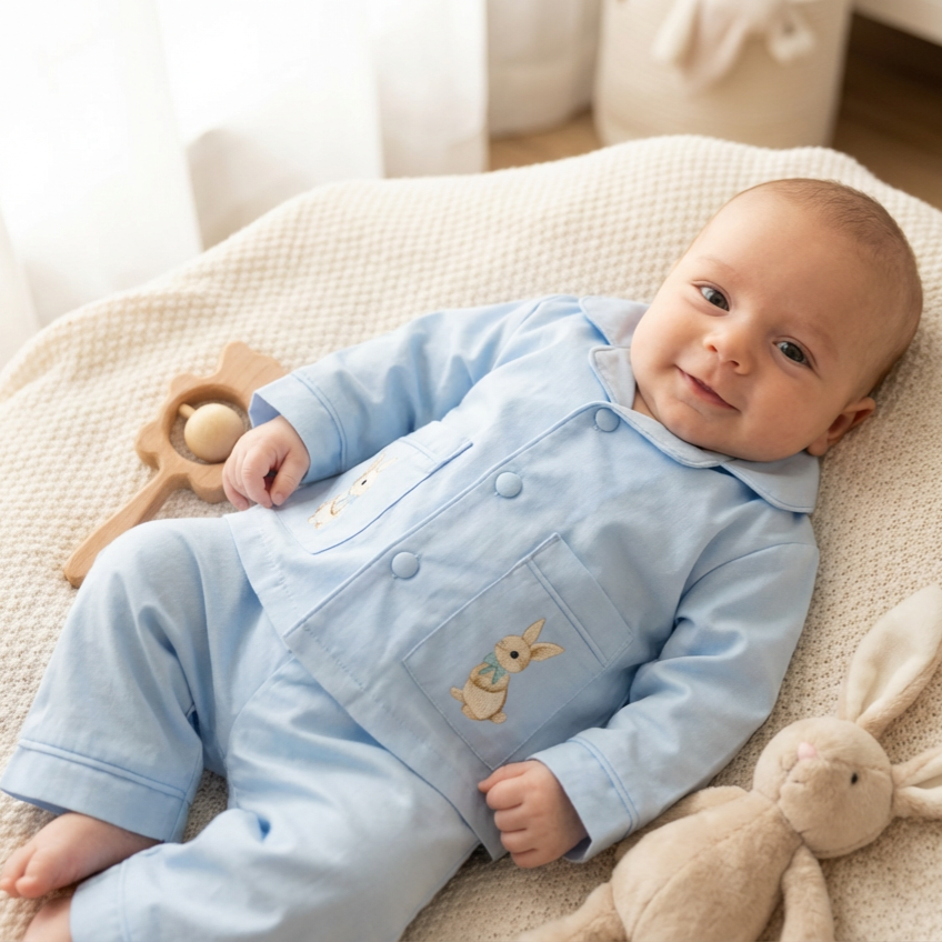 Ocean Baby Boys 'My Little Cookie Monster' Bunny Embroidered Pyjama Set (3M-8Yrs) Pjs