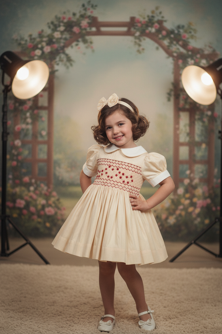 Ocean Baby Girls Antique Gold Sateen Smocked Petticoat Layered Dress - (NB-10Yrs)