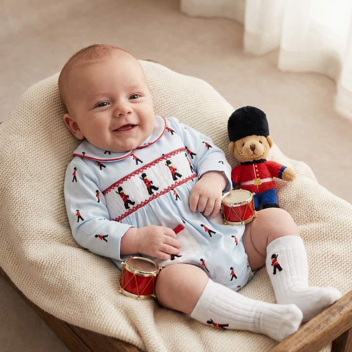 Ocean Baby Boys London Soldier Smocked Bubble Suit Set (NB-2Yrs)