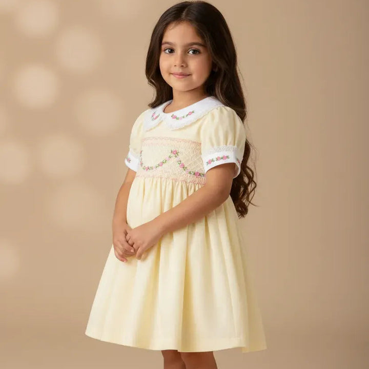 Ocean Baby Girls Buttercream Smocked Petticoat Layered Dress (NB-10Yrs)
