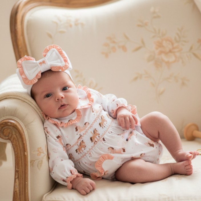 newborn luxury baby girls smocked clothing rocking horse baby clothes