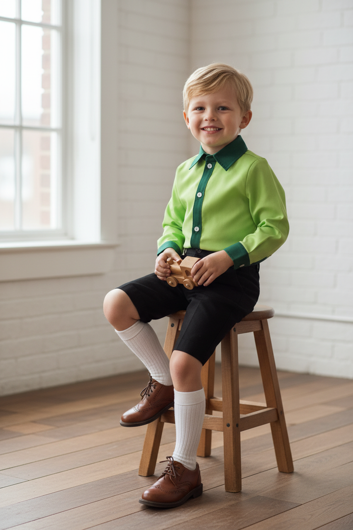 Ocean Baby Boys Apple Green Cotton Shirt  (18M-14Yrs)