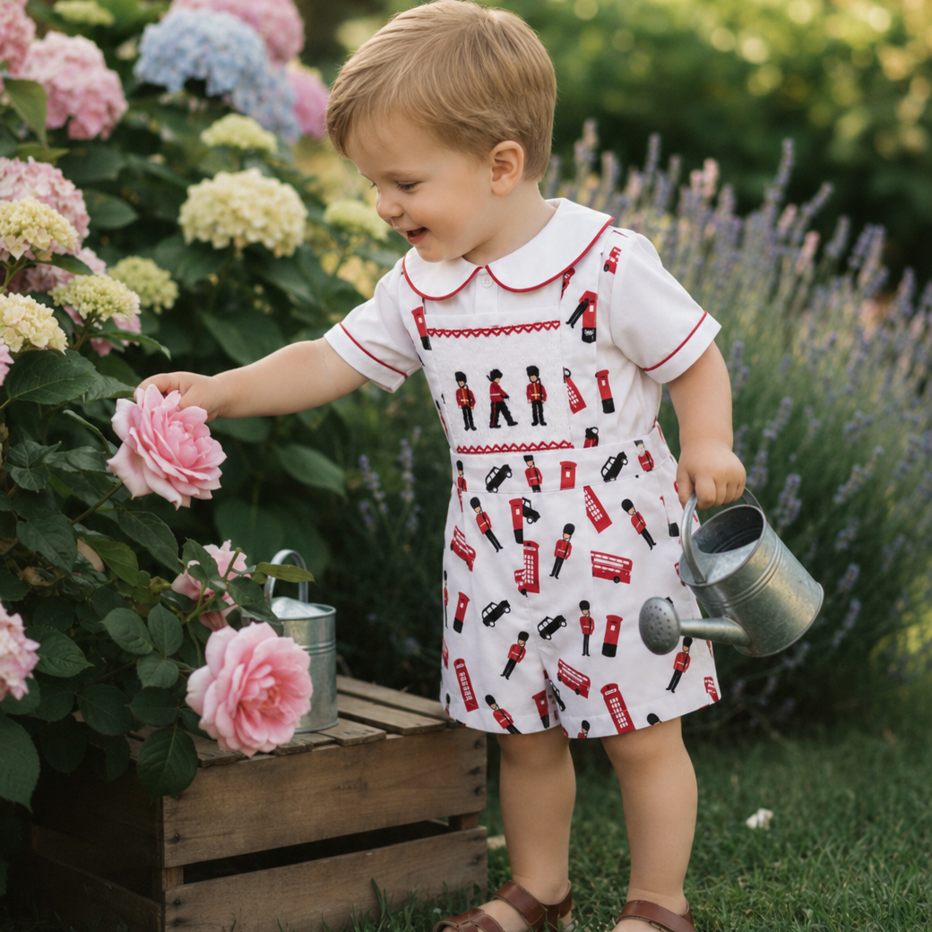 smocked boys dungaree london soldier sets