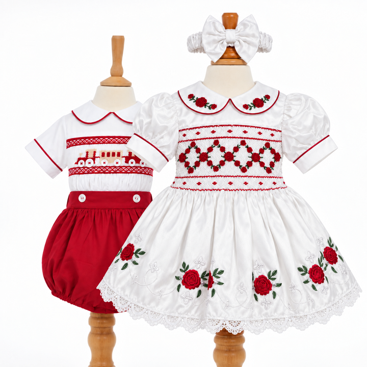 Ocean Baby Girls 'Snow Berry' Smocked Petticoat Layered Dress (NB-10Yrs)