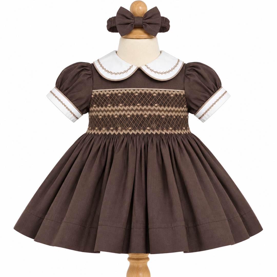 Ocean Baby Girls 'Mulberry Bloom' Sateen Smocked Petticoat Layered Dress - (NB-10Yrs)