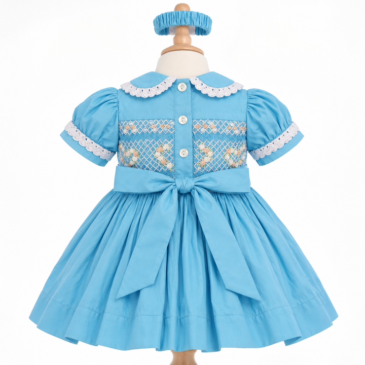 Ocean Baby Girls 'Pearl Tide' Sateen Smocked Petticoat Layered Dress (NB-10Yrs)