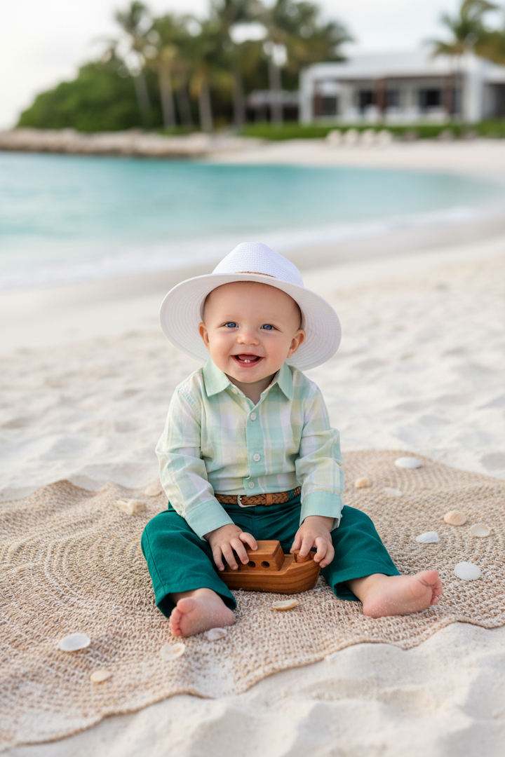 Ocean Baby Boys Lemon & Mint Plaid Shirt  (12M-14Yrs)