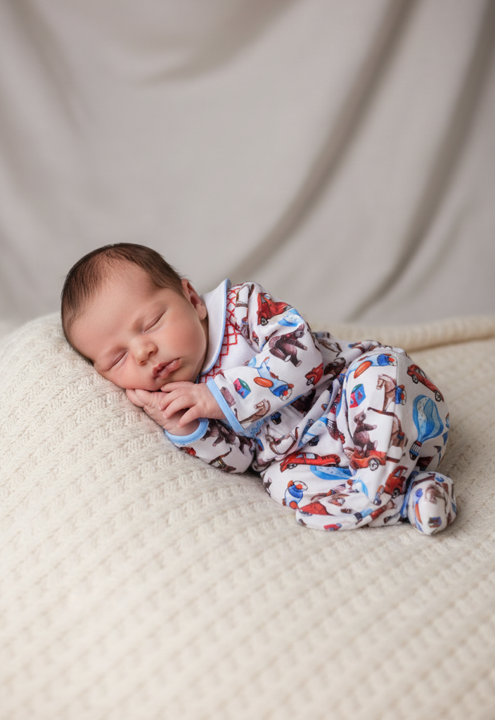 Ocean Baby Boys Smocked Vintage Toy Sleepsuit & Bib Set (NB-18M)