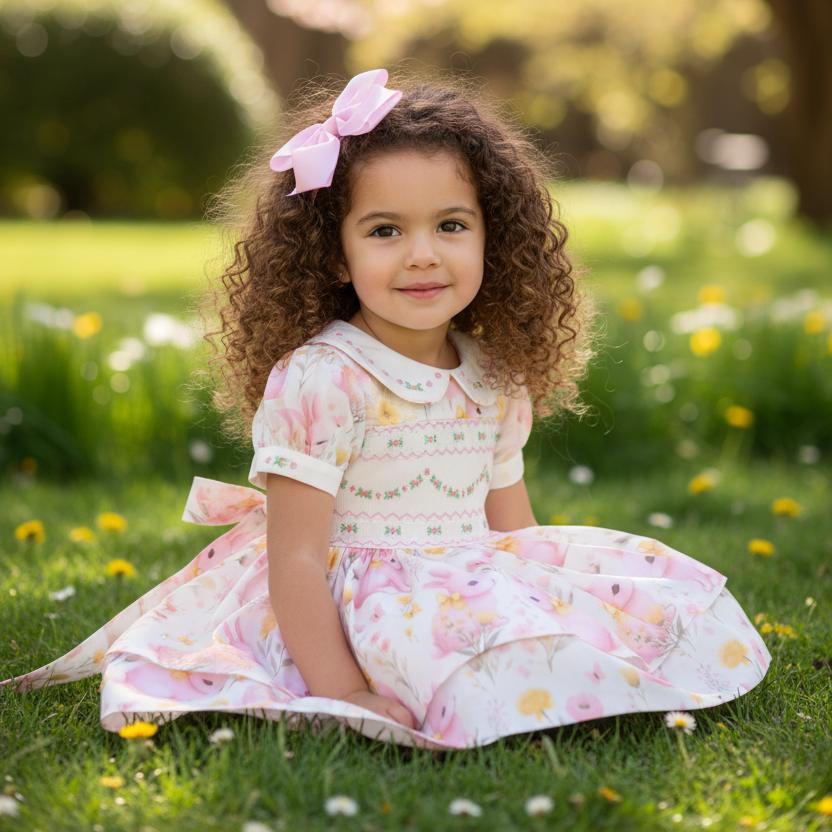 luxury handmade girls smocked dress baby smocked floral dress