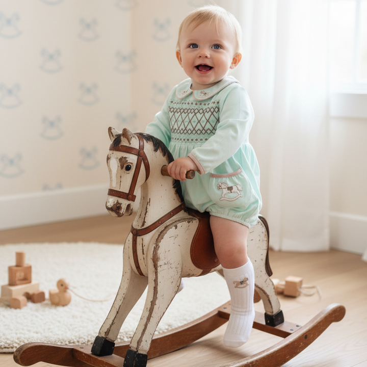 mint cotton smocked baby boys outfit spring baby boys wear luxury