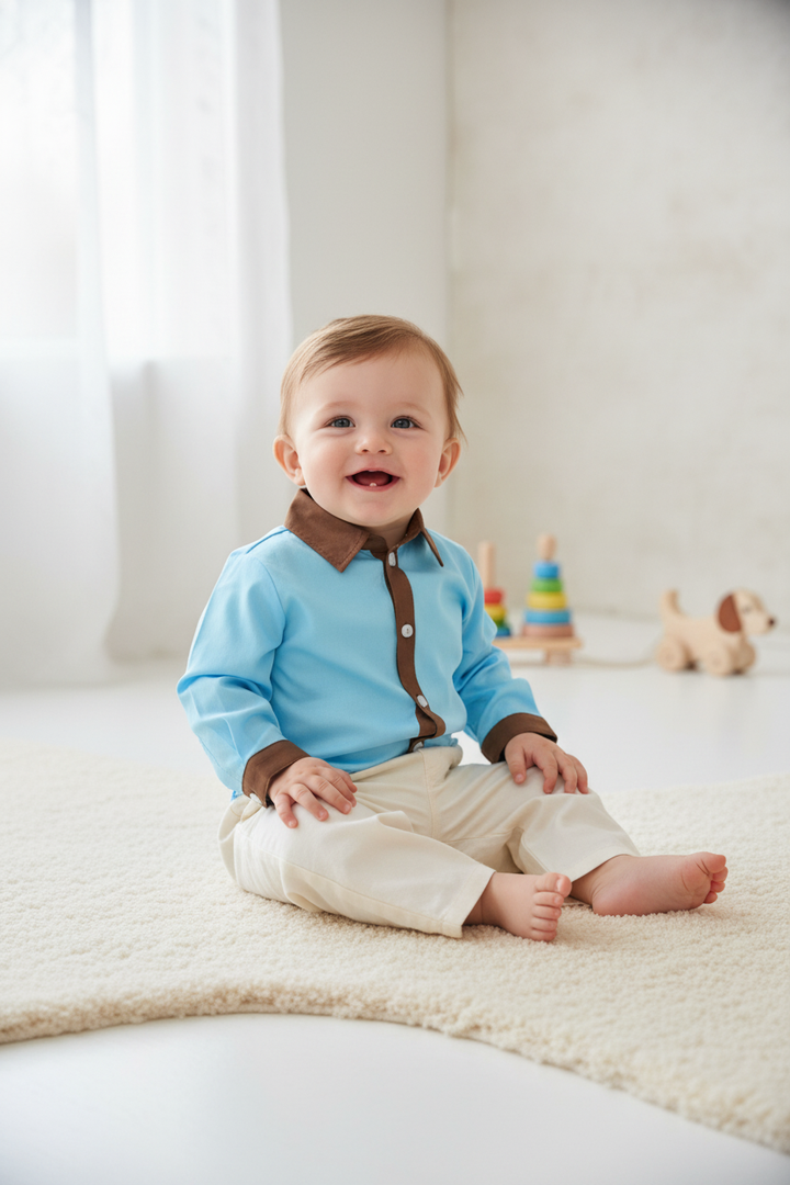 Ocean Baby Boys Blue Cotton Shirt  (18M-14Yrs)