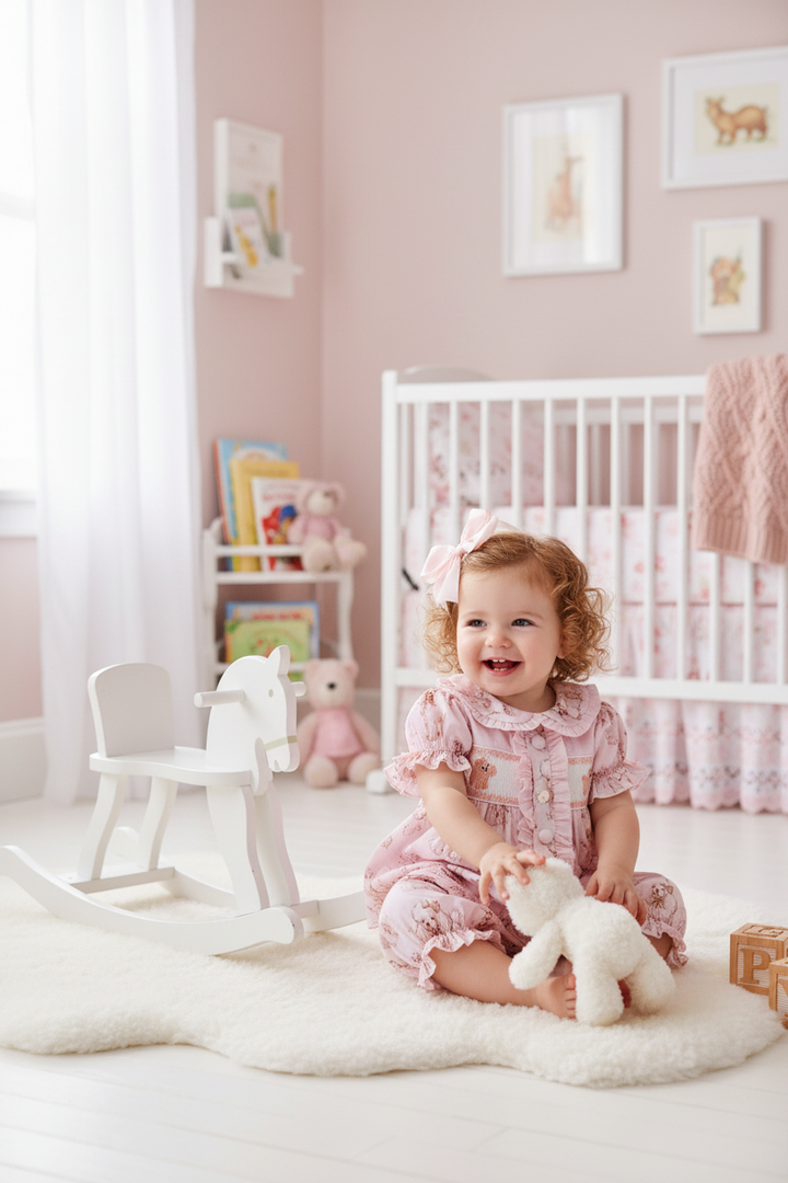 Ocean Baby Girls Smocked Pink Poodle Pyjamas (3M-8Yrs) Pjs