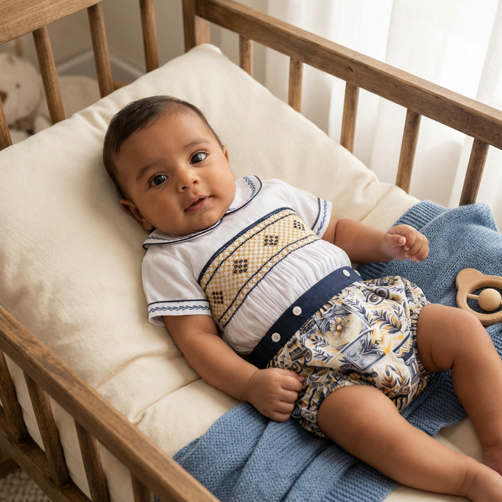 Ocean Baby Boys Smocked Grecian Buster Suit (3M-3Yrs)
