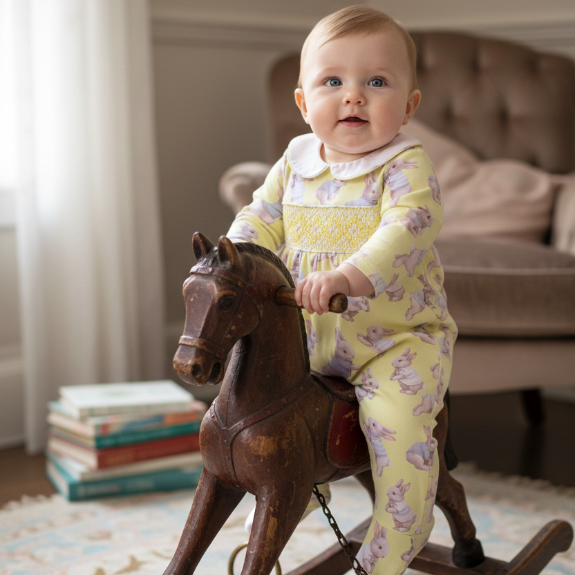 Yellow cotton baby boys sleepsuit with soft fabric, newborn to 18 months 