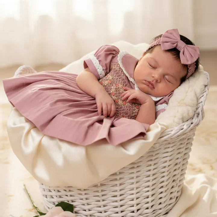 Ocean Baby Girls 'Mulberry Make-Up' Sateen Smocked Petticoat Layered Dress - (NB-10Yrs)