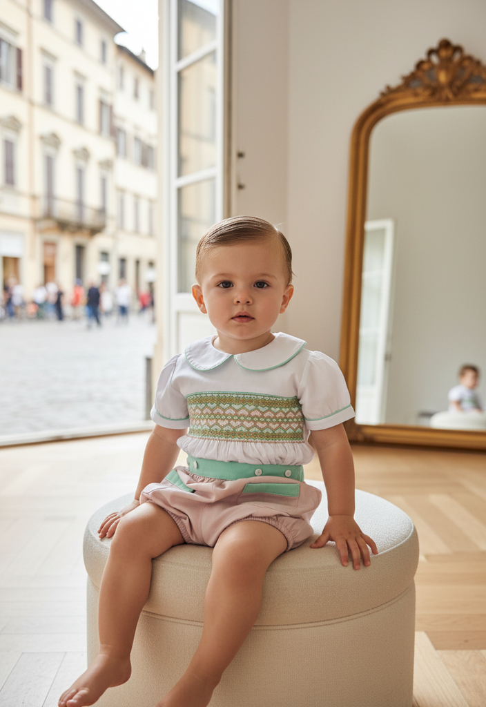 Ocean Baby Boys Smocked Creme Brulee Buster Suit (NB-3Yrs)