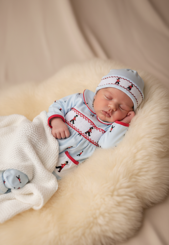 Ocean Baby Boys Smocked King's Guard Soldier Sleepsuit & Hat Set (NB-12M)