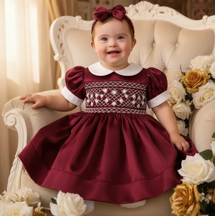 Ocean Baby Girls 'Morello Cherry' Smocked Petticoat Layered Dress - (NB-10Yrs)