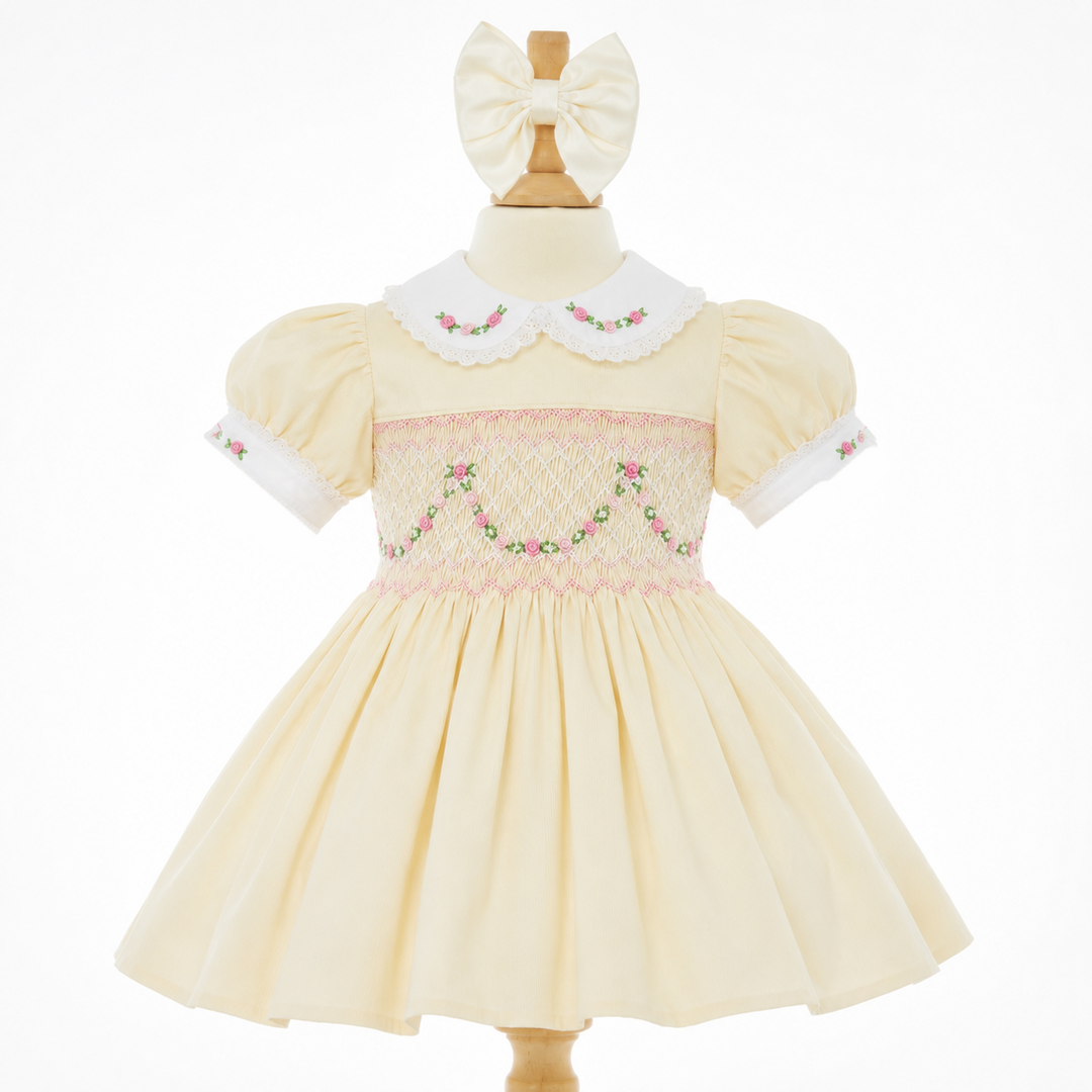 Ocean Baby Girls Buttercream Smocked Petticoat Layered Dress (NB-10Yrs)