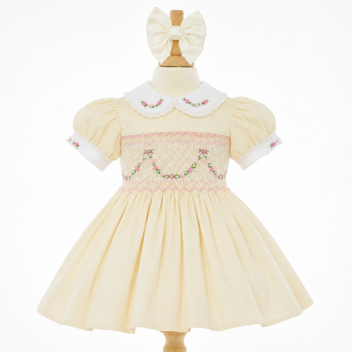 Ocean Baby Girls Buttercream Smocked Petticoat Layered Dress (NB-10Yrs)