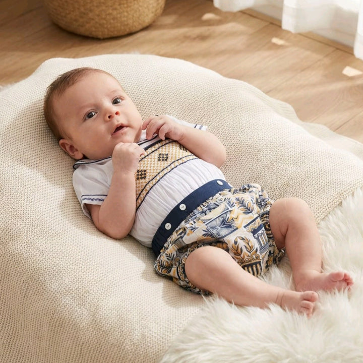 Ocean Baby Boys Smocked Grecian Buster Suit (3M-3Yrs)
