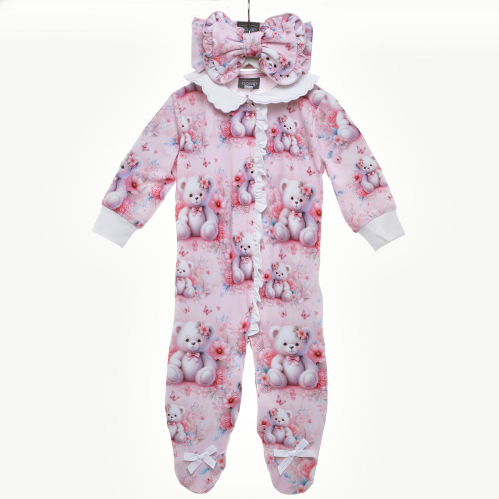 baby girls teddy sleepsuit set
