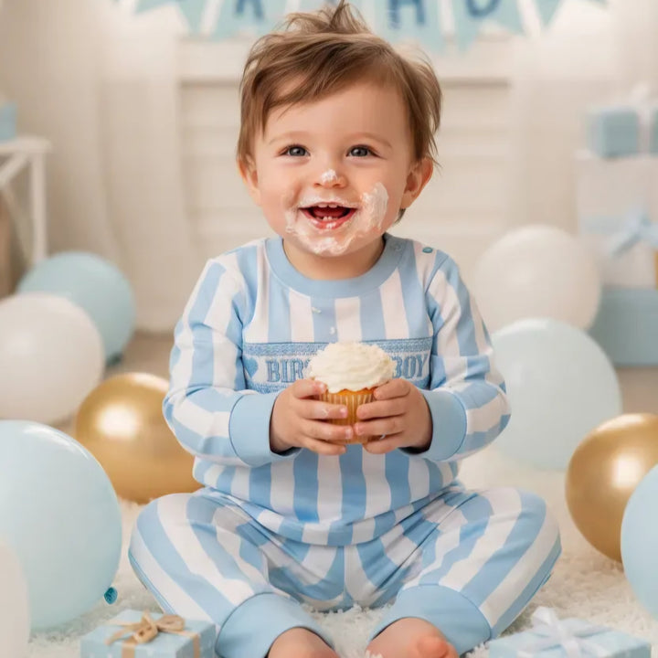 Smocked Birthday Boy Pj's (9M-5Yrs) Blue/White